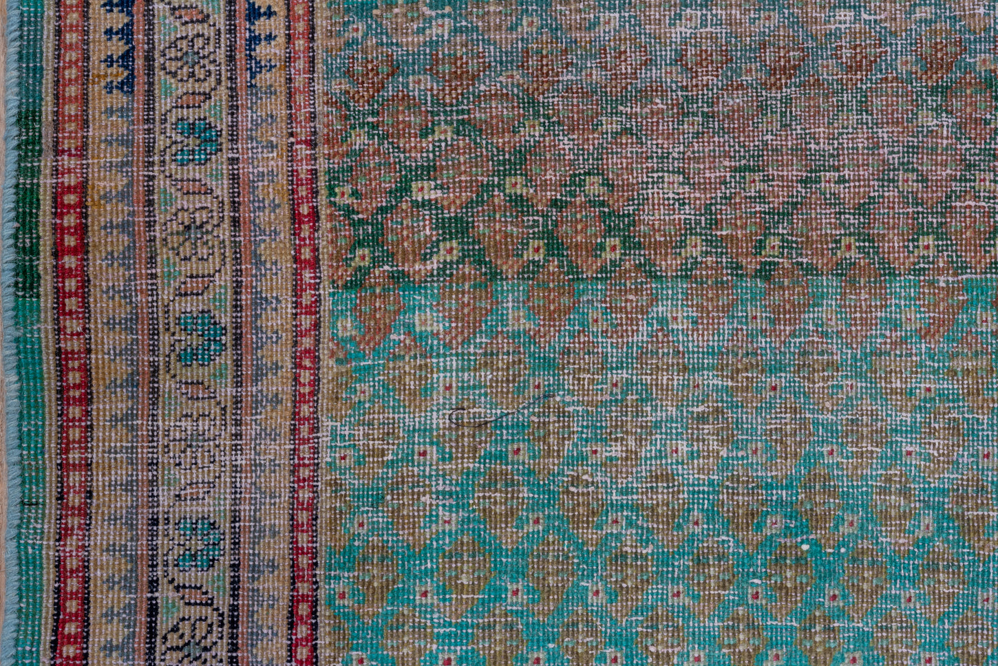 Colorful Shabby Chic / Distressed handmade vintage area rug